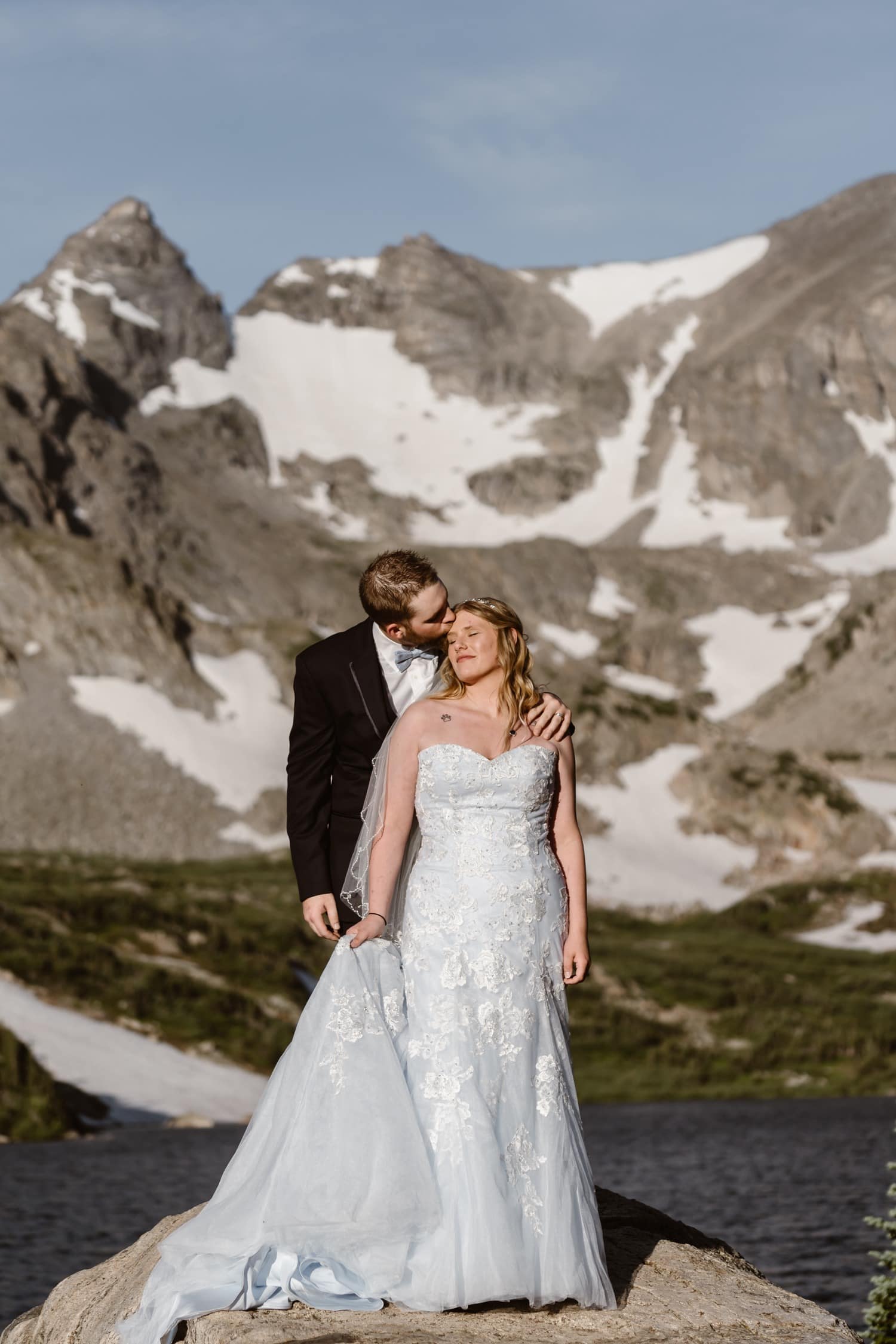 Bride and Groom Kissing at Colorado Adventure Elopement