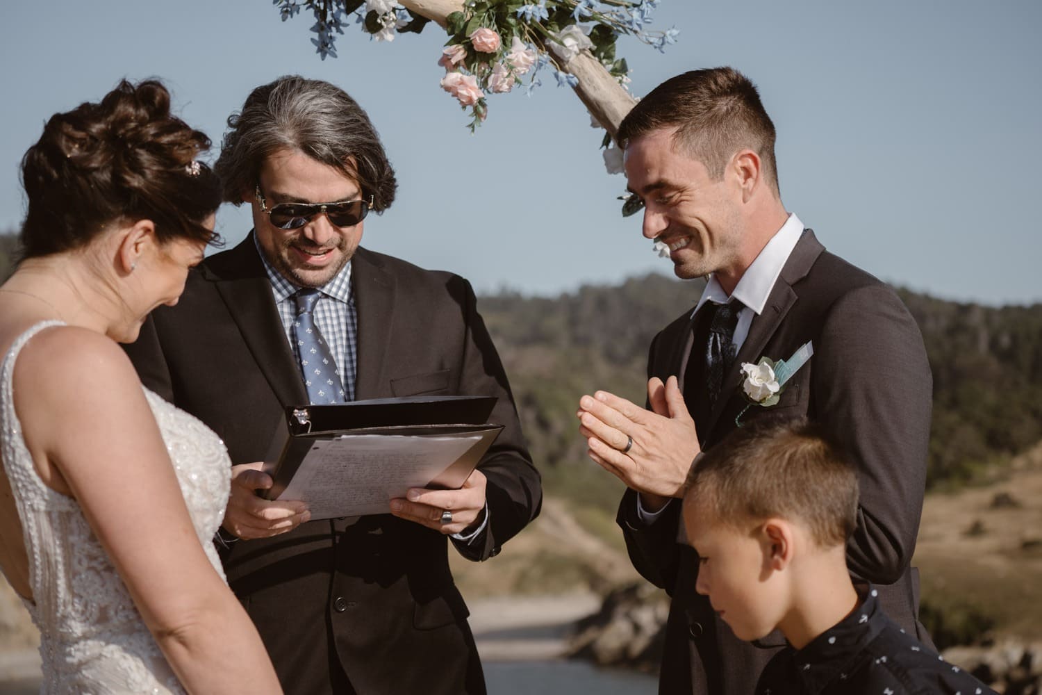 Bride and Groom Ring Exchange at Big Sur Elopement