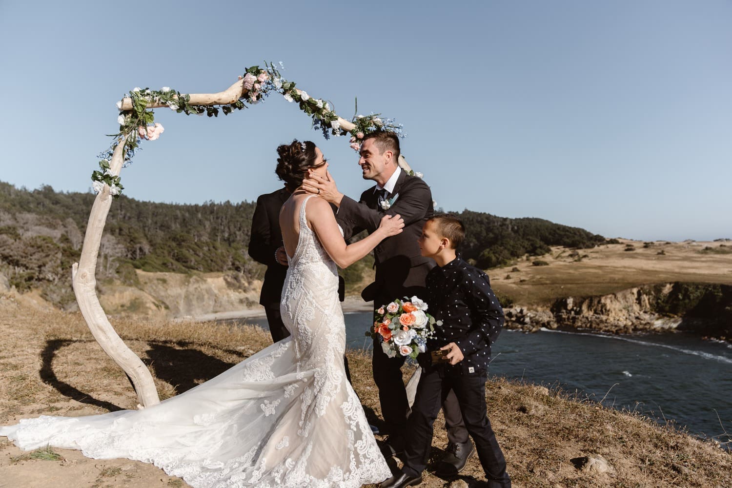 First Kiss at Big Sur Elopement