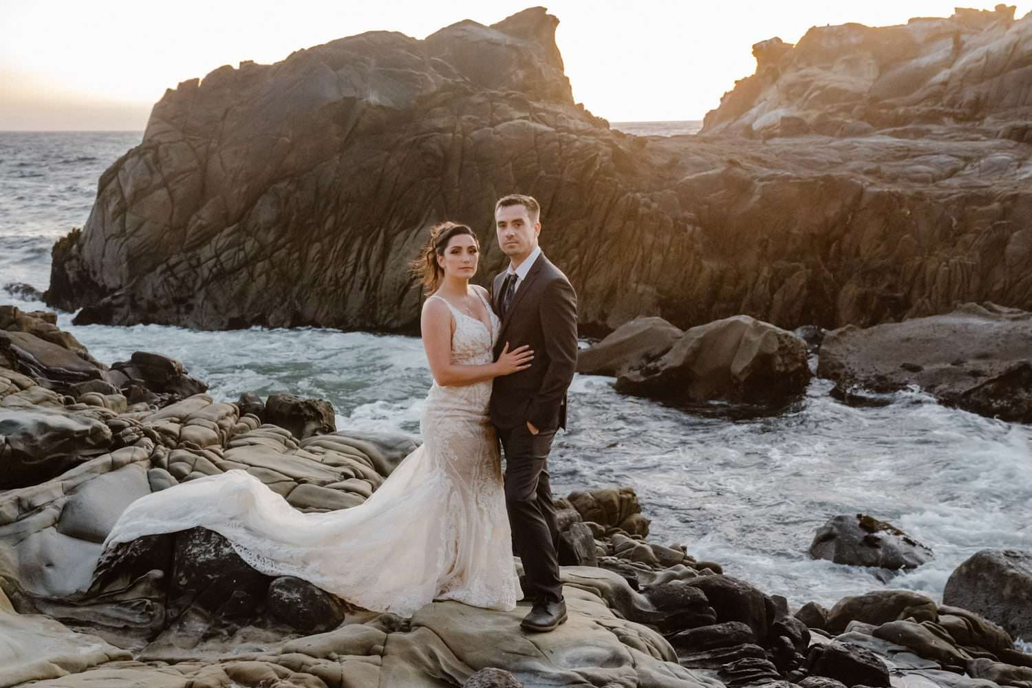 Bride and groom at Big Sur elopement