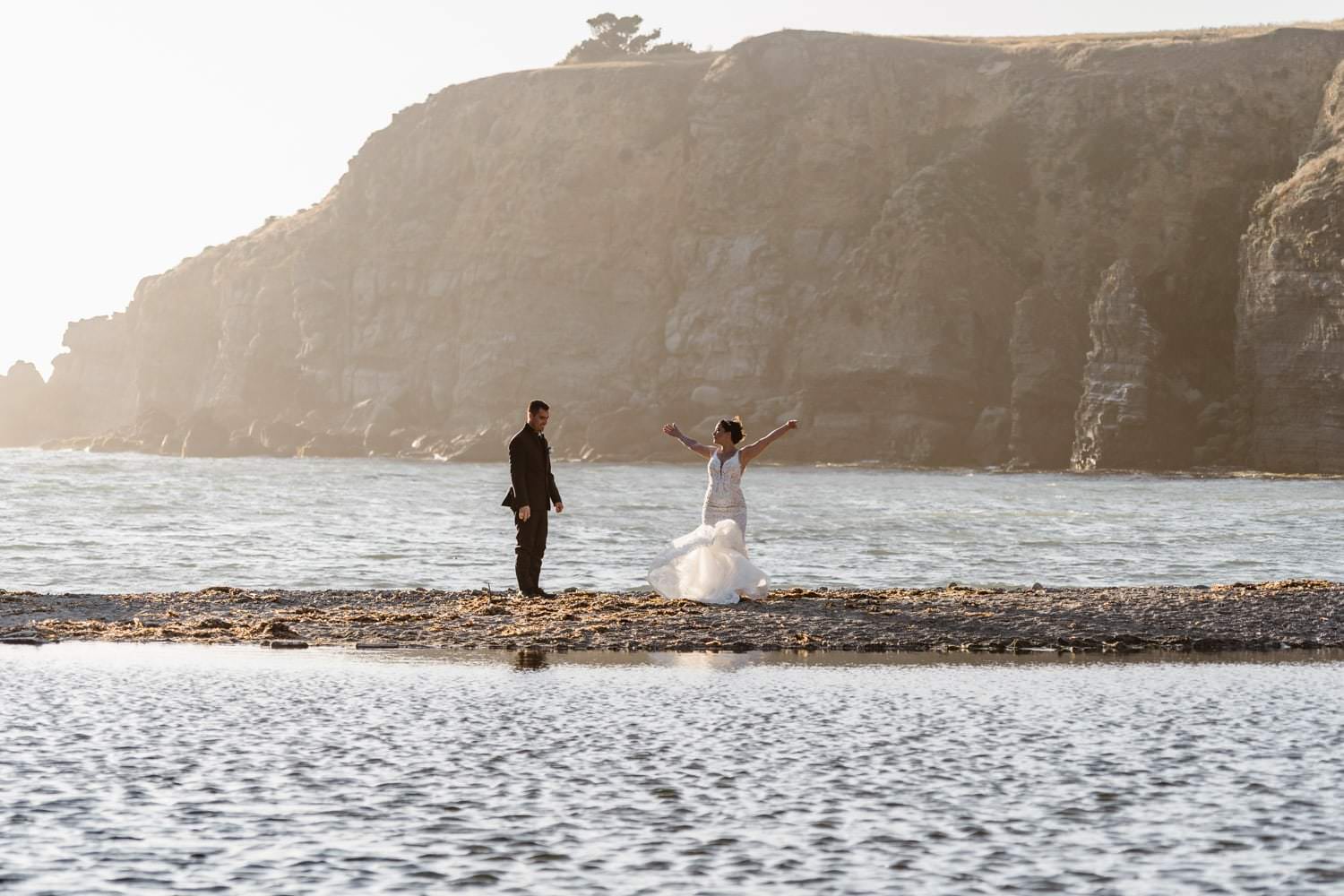 Bride and Groom Dancing at Big Sur Elopement