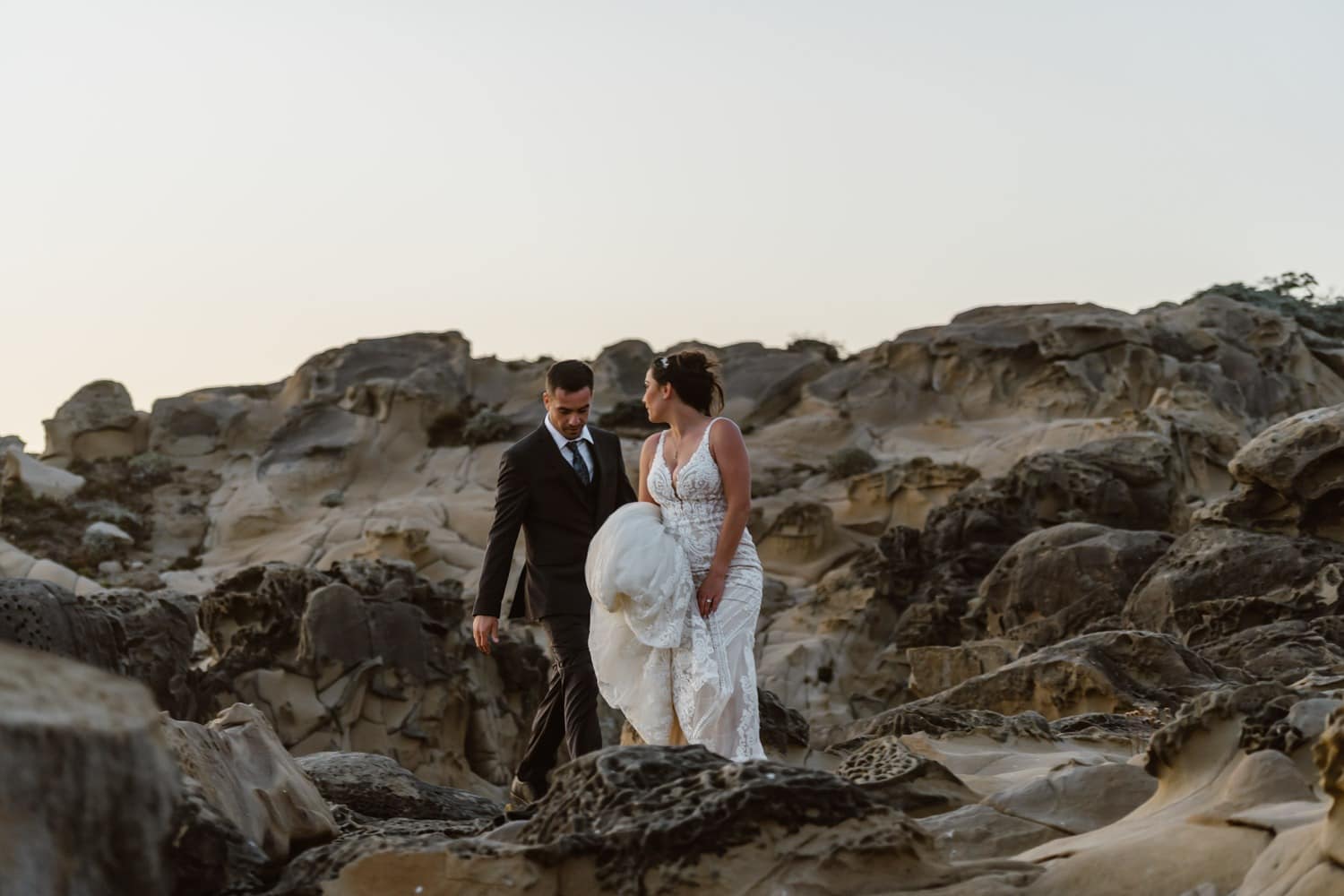 Bride hiking at Big Sur Elopement