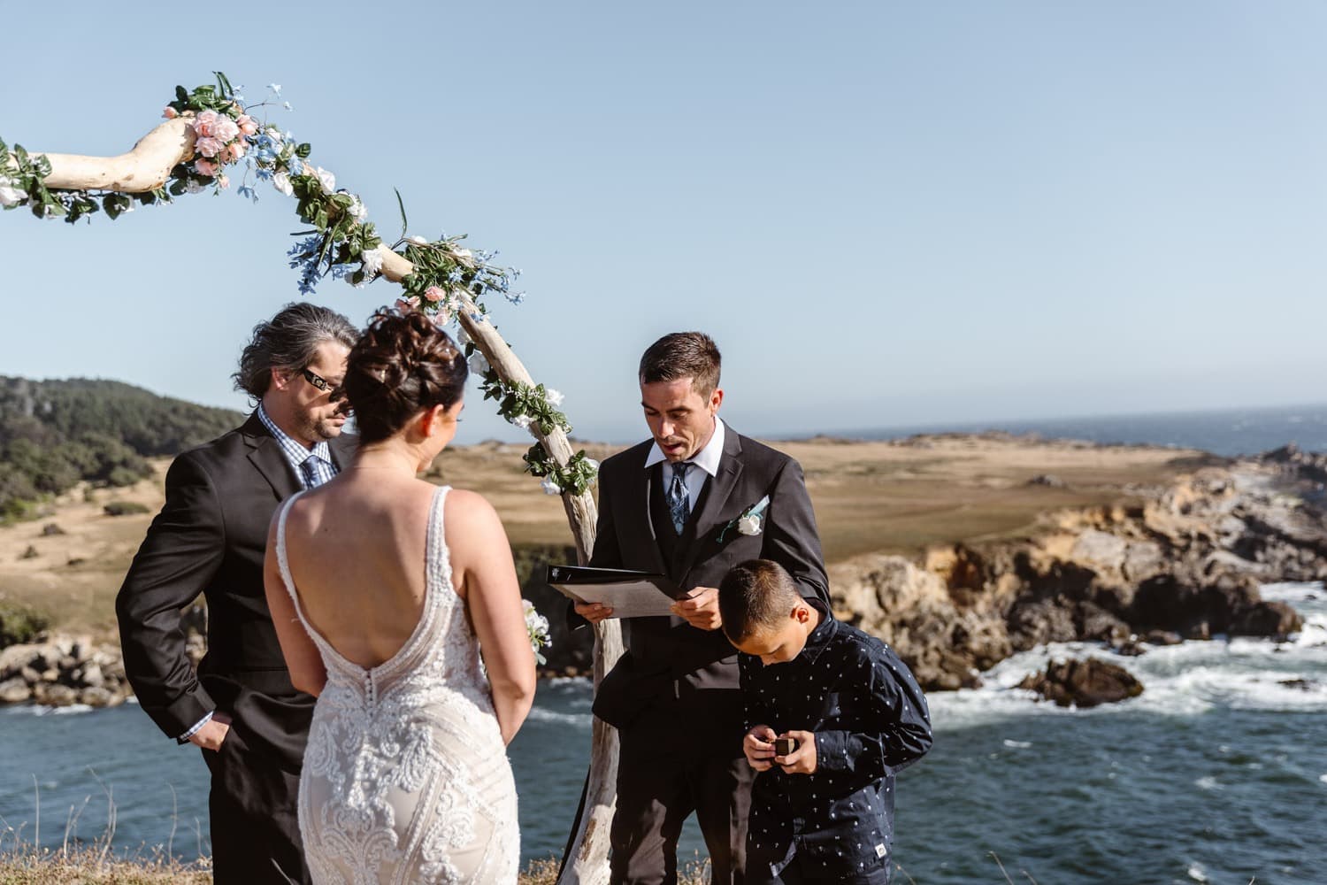 Bride and Groom Vow Ceremony at Big Sur Elopement