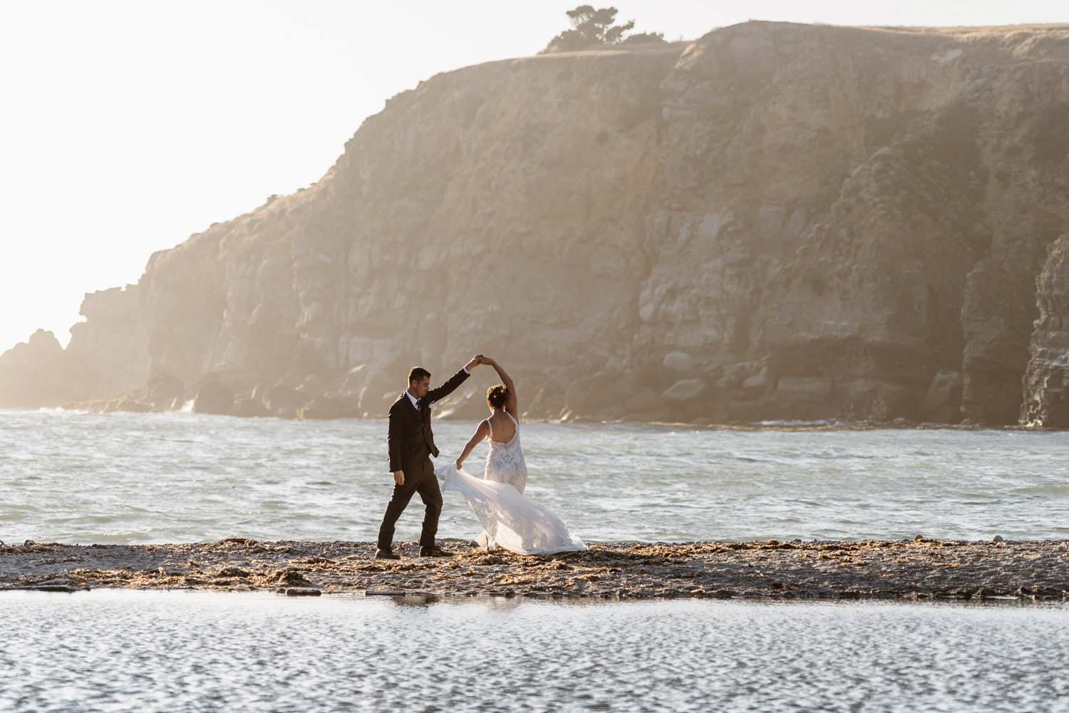 Bride and Groom Dancing at Big Sur Elopement