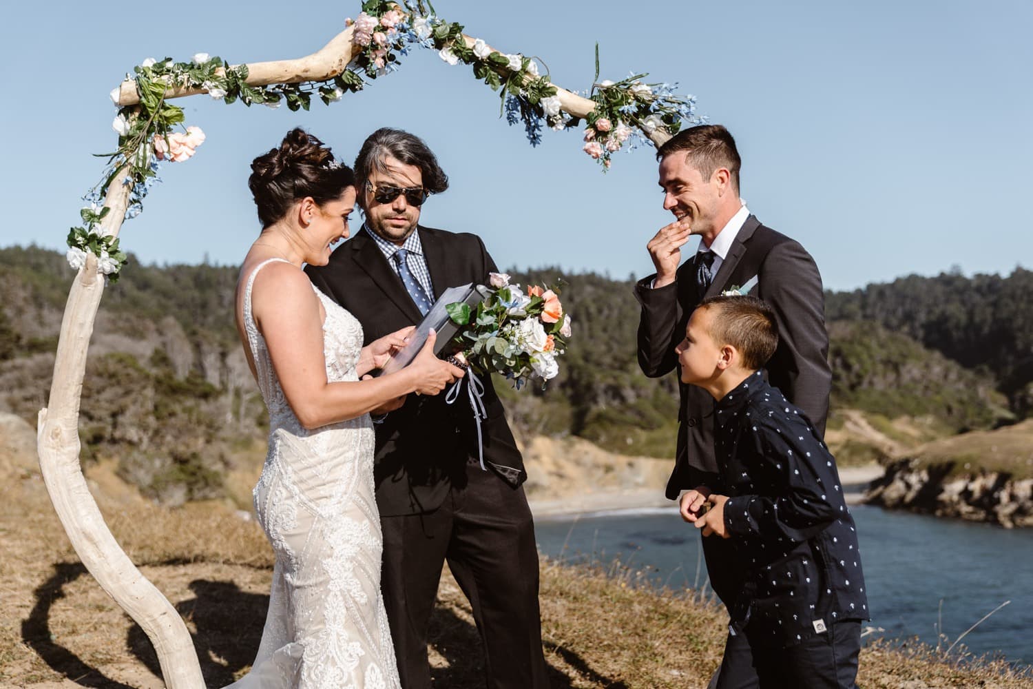 Bride and Groom Vow Ceremony at Big Sur Elopement