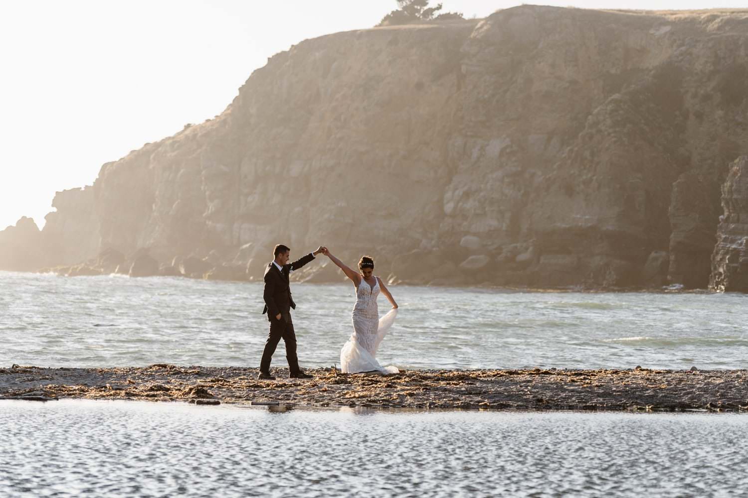 Bride and Groom Dancing at Big Sur Elopement