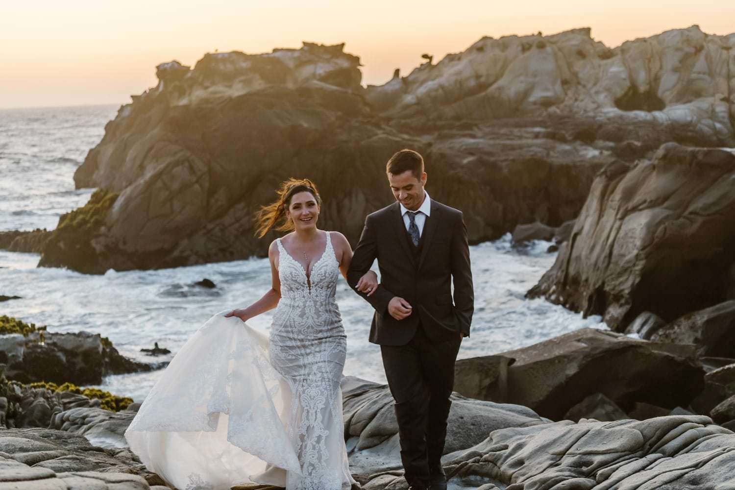 Bride and Groom at Big Sur Elopement