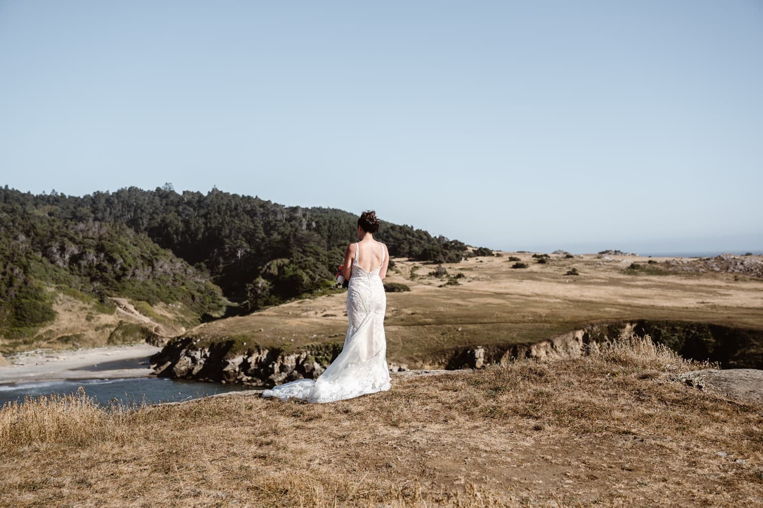 Bride at first look in Big Sur Elopement