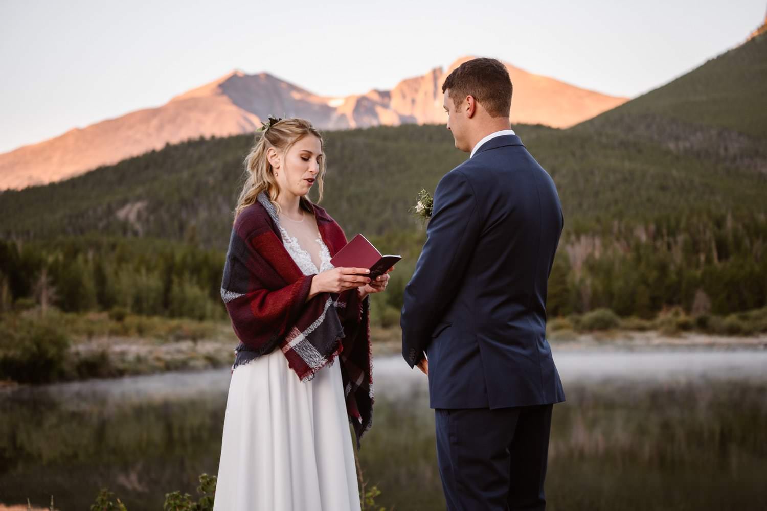 Vow Ceremony Lily Lake Rocky Mountain National Park Elopement