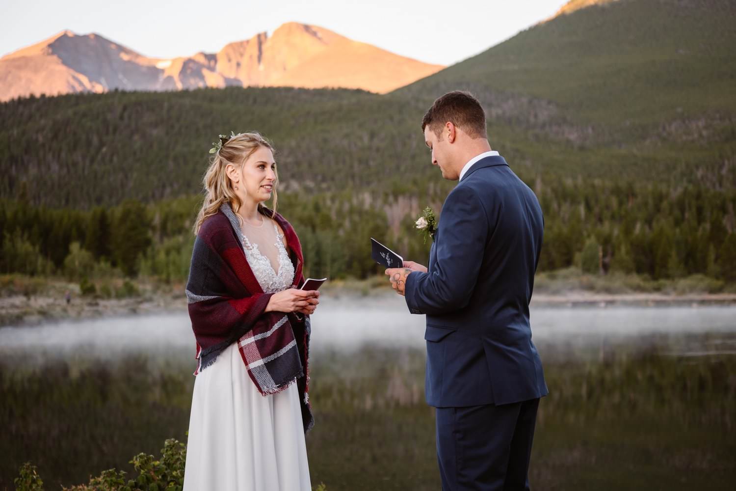 Vow Ceremony Lily Lake Rocky Mountain National Park Elopement