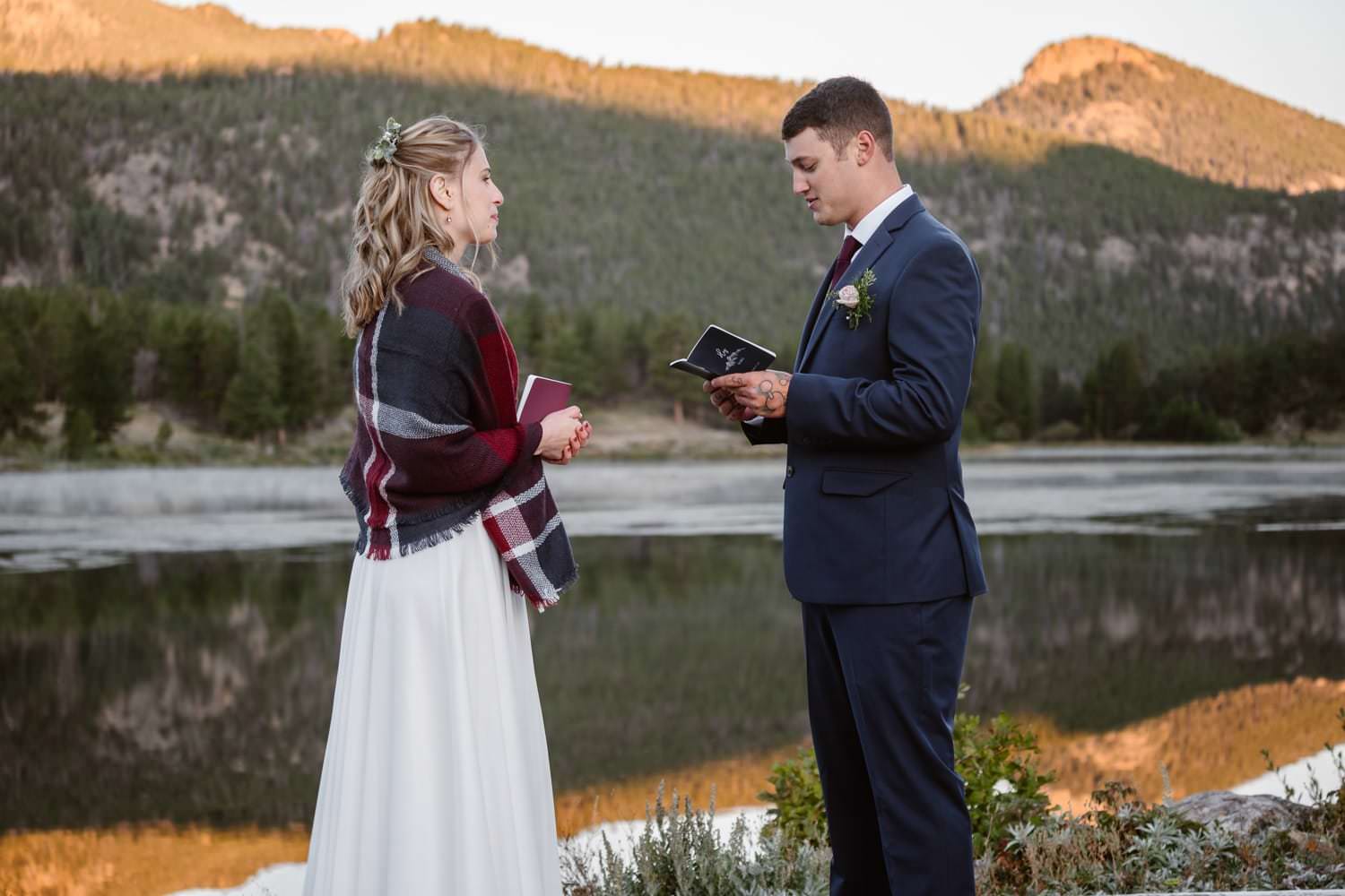 Vow Ceremony Lily Lake Rocky Mountain National Park Elopement