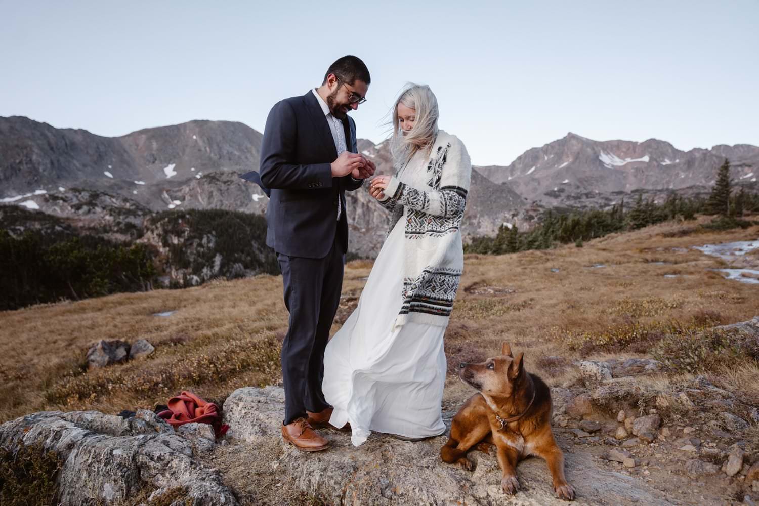 Ring Exchange at Self Solemnizing Elopement near Boulder, Colorado