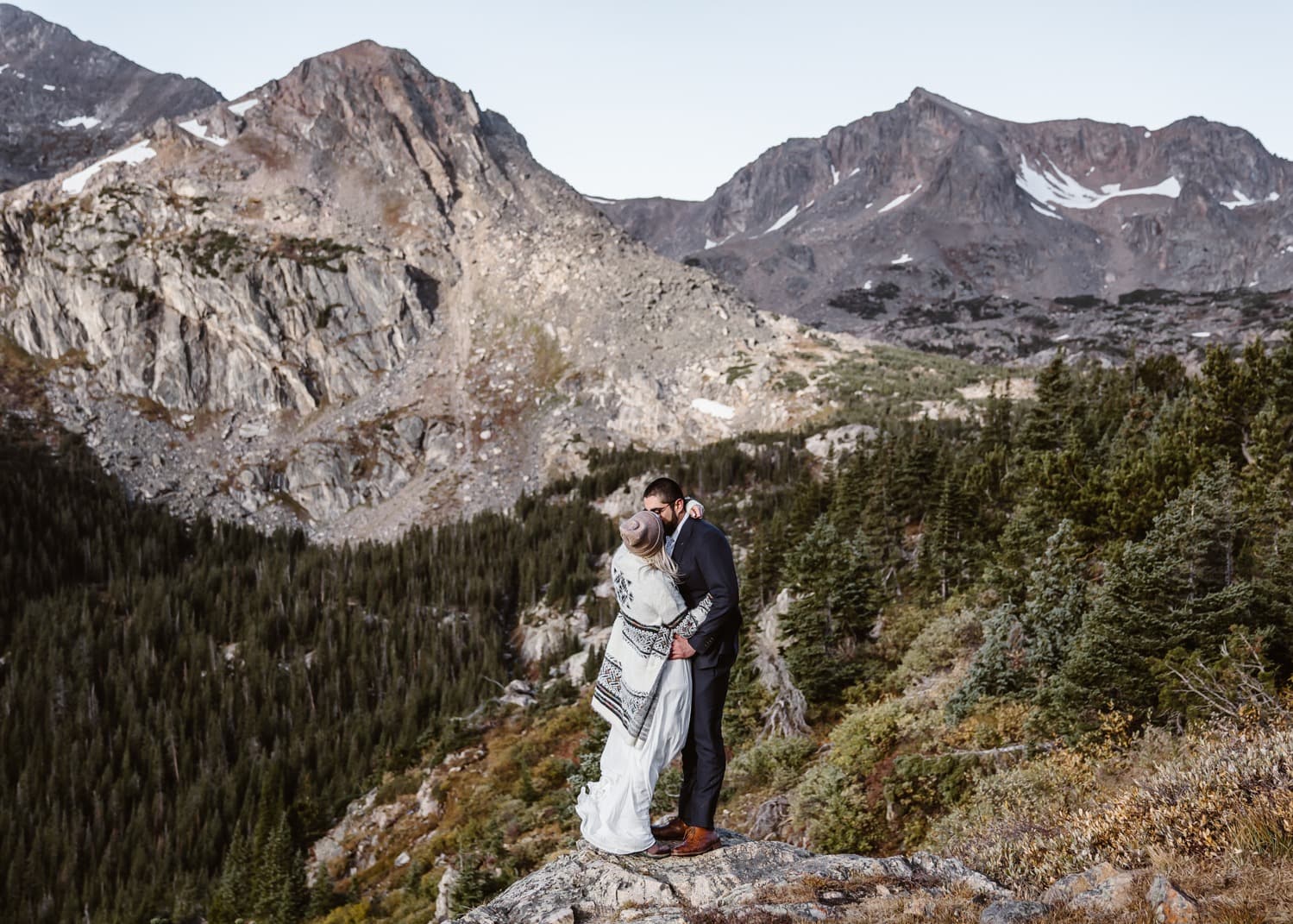 Bride and Groom Kissing at Self Solemnizing Elopement near Boulder, Colorado
