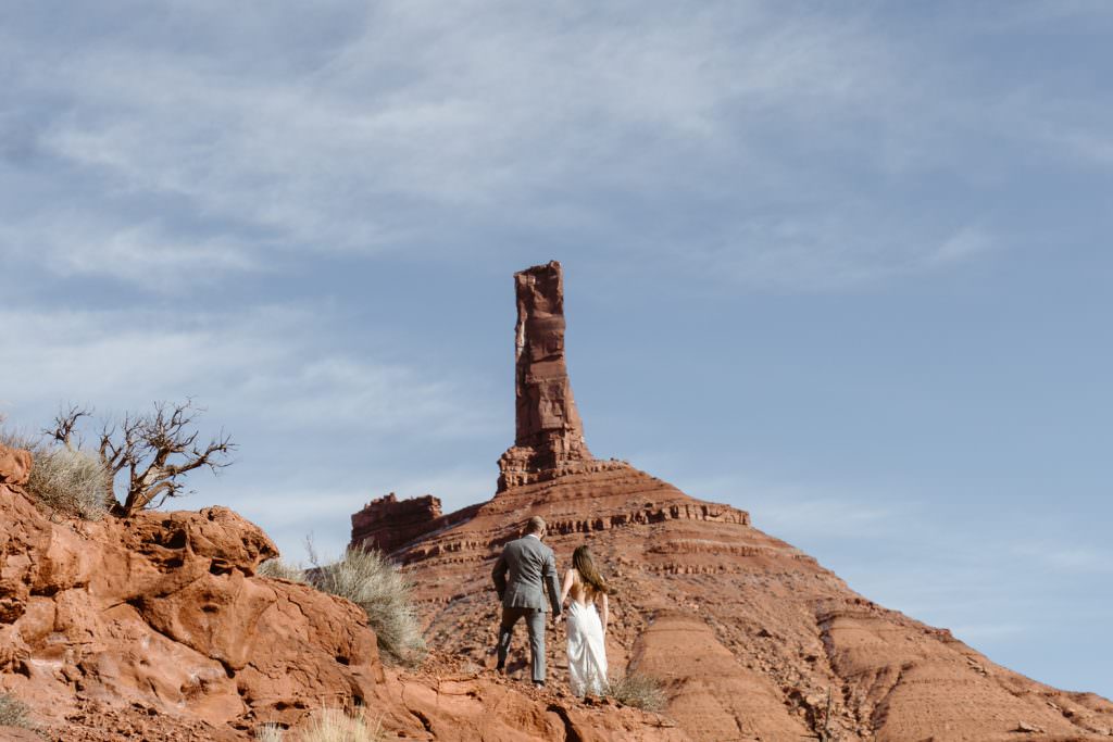 Bride and Groom at Moab Elopement