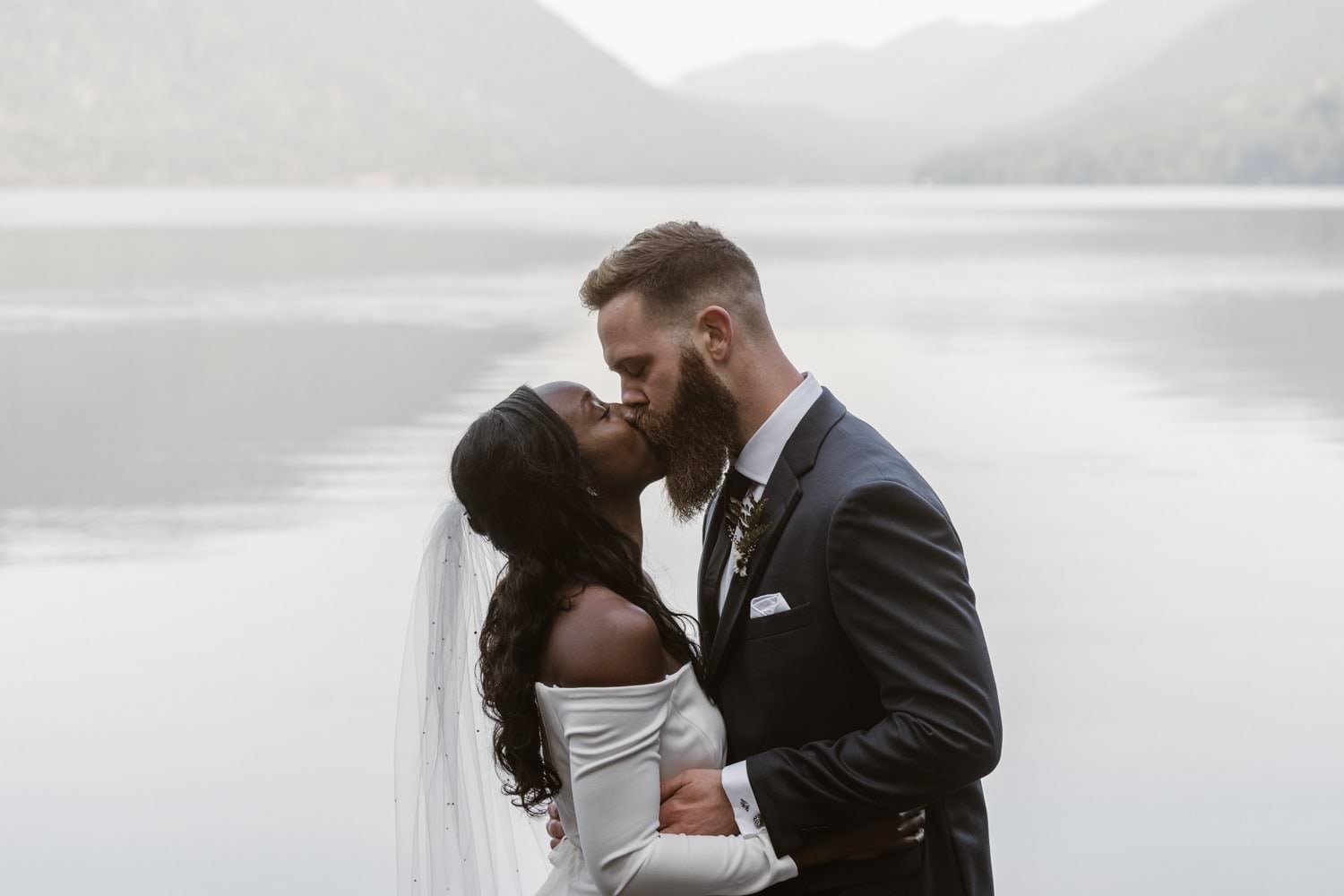 First Kiss Olympic National Park Elopement