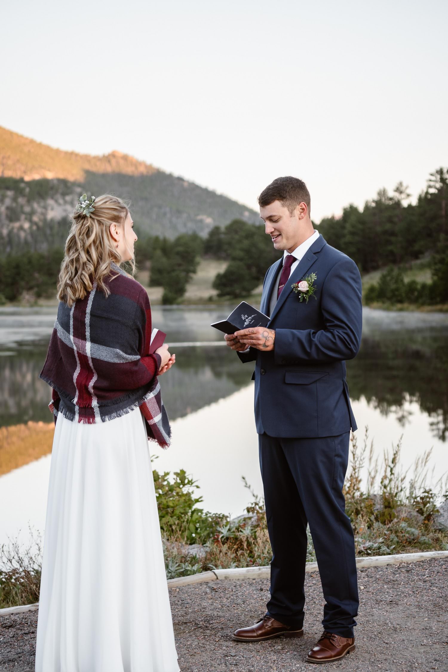 Vow Ceremony Lily Lake Rocky Mountain National Park Elopement