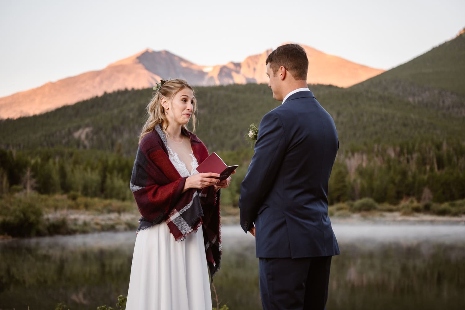 Vow Ceremony Lily Lake Rocky Mountain National Park Elopement
