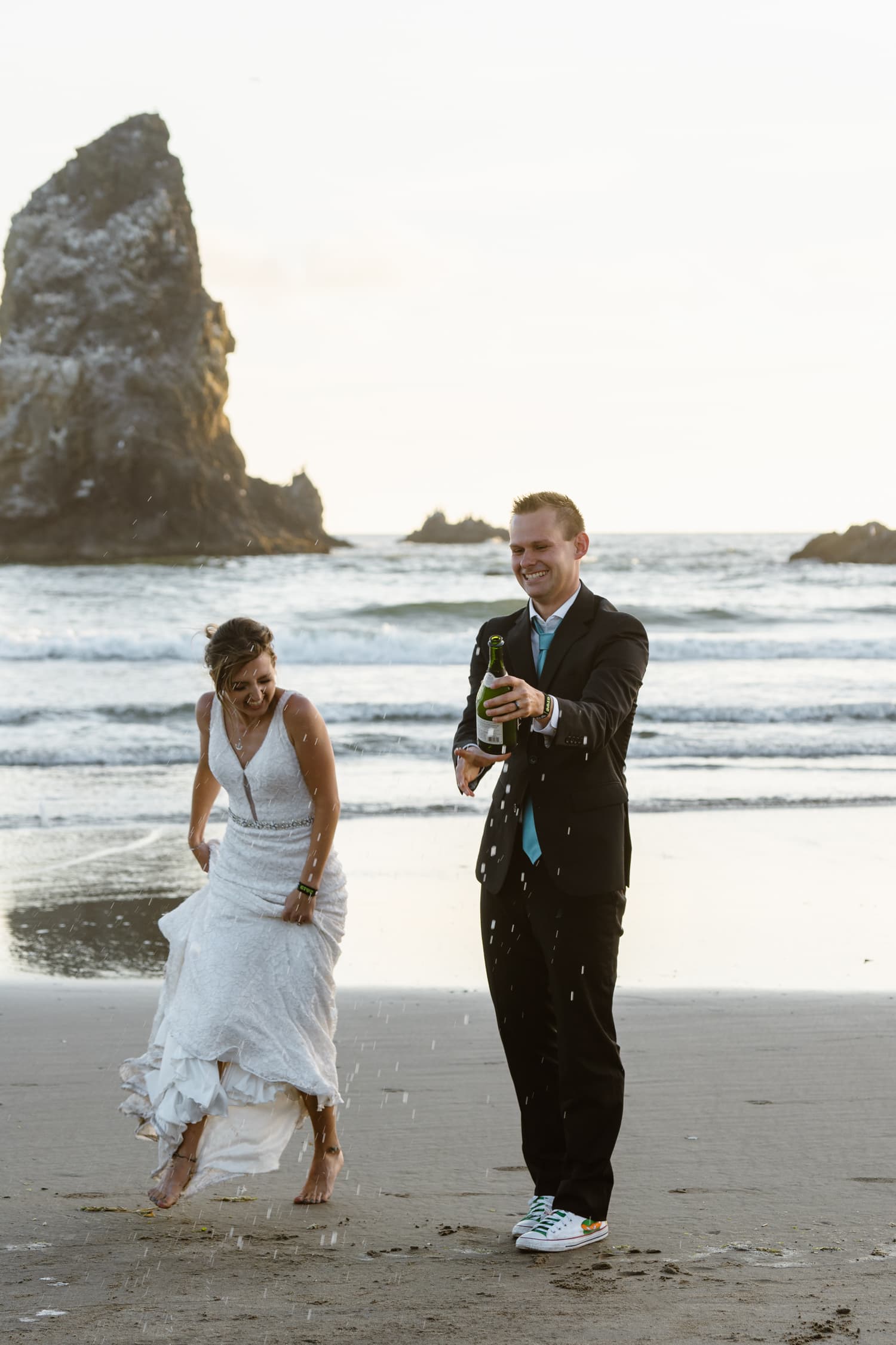 Cannon Beach Elopement Champagne Celebration