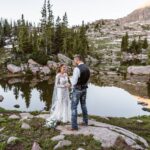 Vow ceremony next to an alpine lake tarn in Colorado.