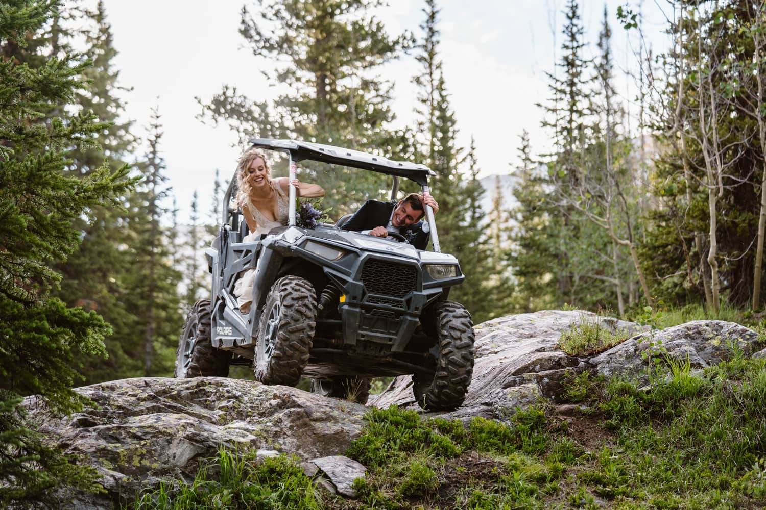 Bride and Groom Off Roading Colorado Ceremony Ideas