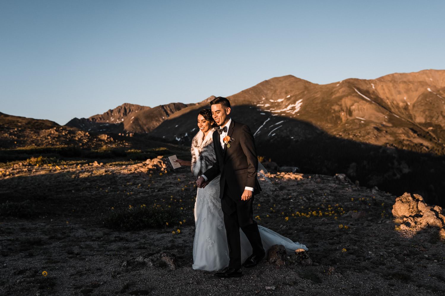 Bride and Groom Vow Ceremony at  Independence Pass Elopement