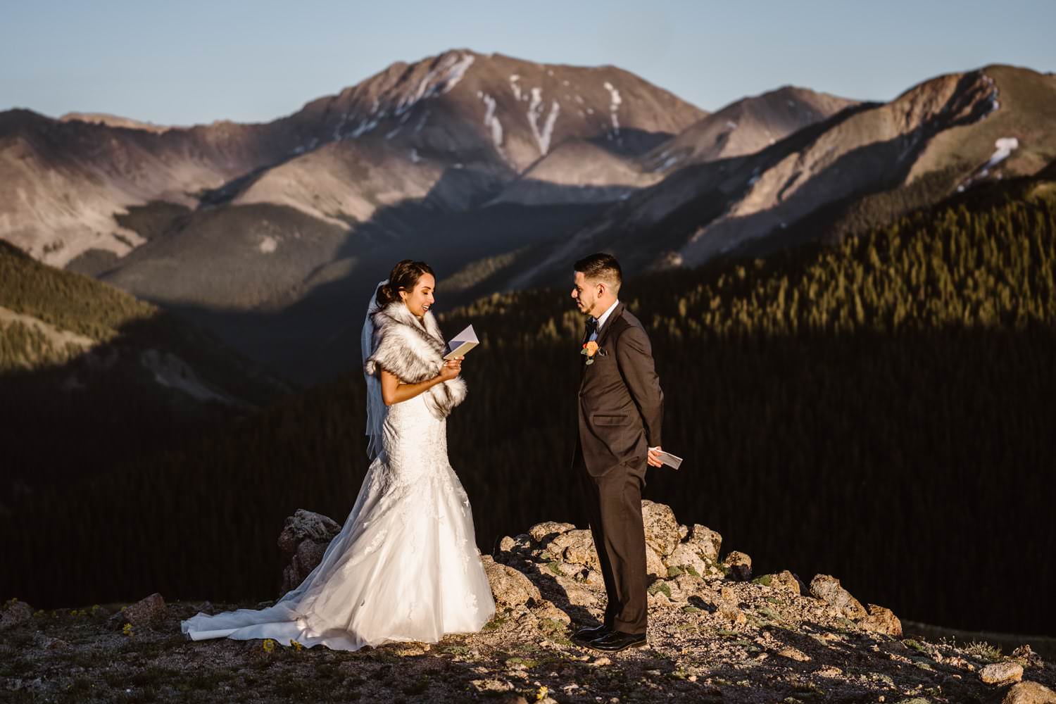 Bride and Groom Vow Ceremony at  Independence Pass Elopement