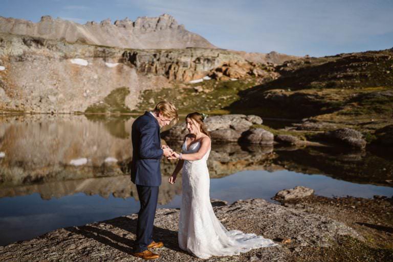 Couple sharing their vows in Colorado