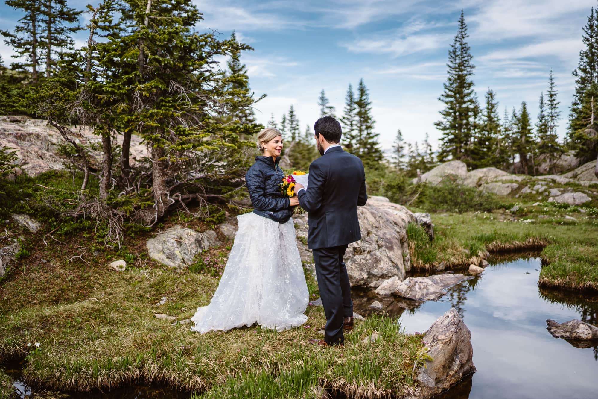 Bride and Groom Vow Ceremony Vail Colorado Elopement