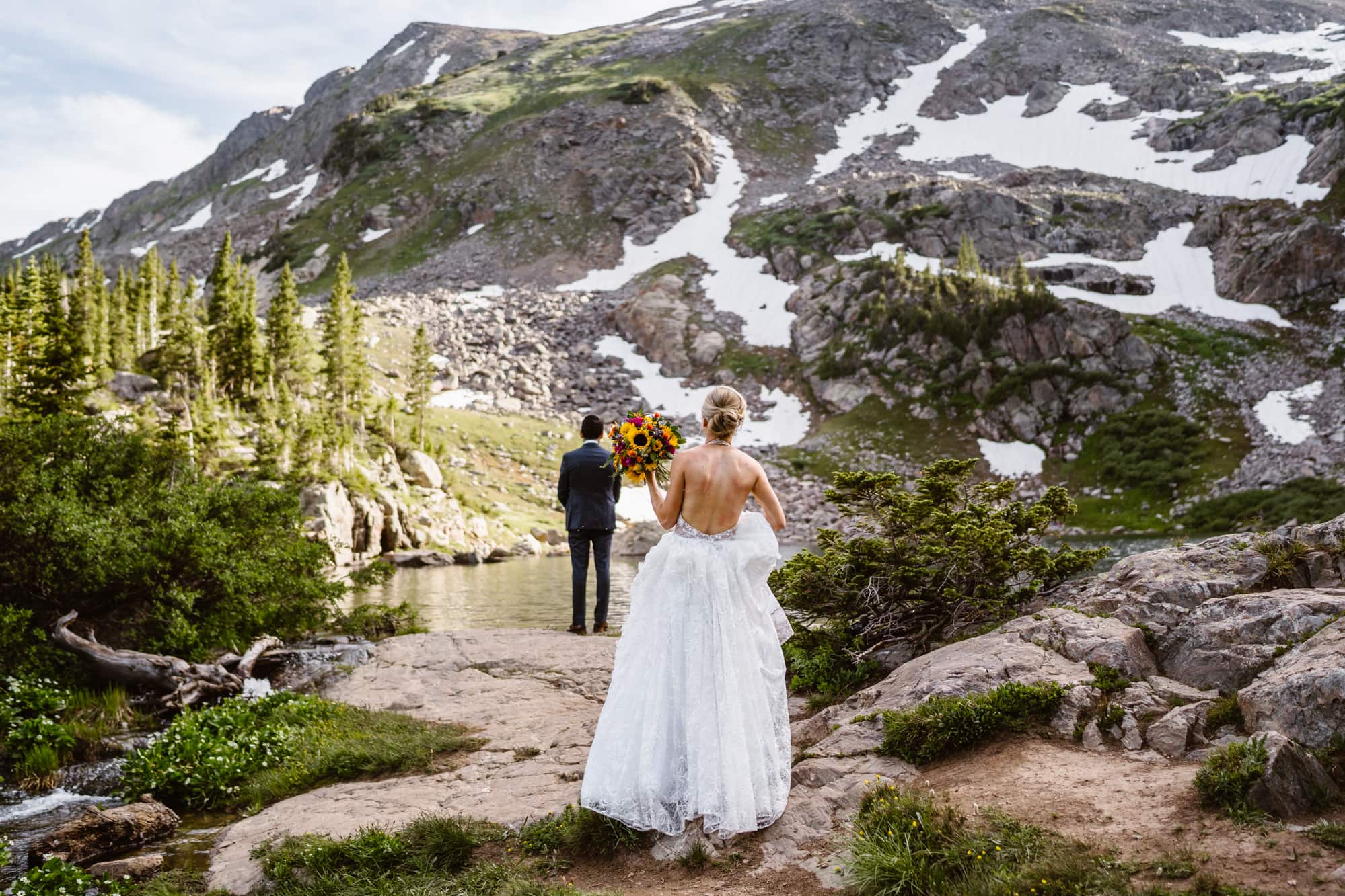 Bride and Groom First Look Vail Colorado Elopement