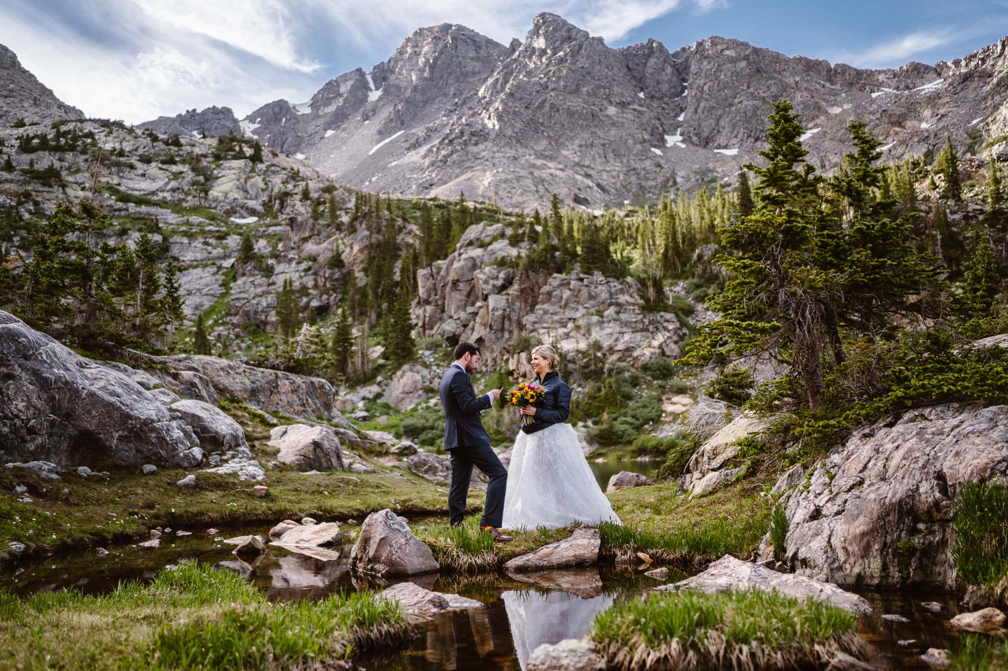 Bride and Groom Vow Ceremony Vail Colorado Elopement