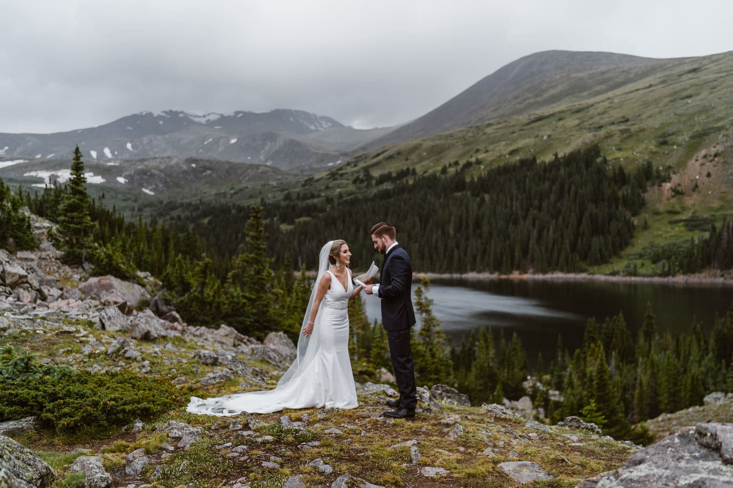 Bride and Groom Vow Ceremony at Georgetown, CO Elopement