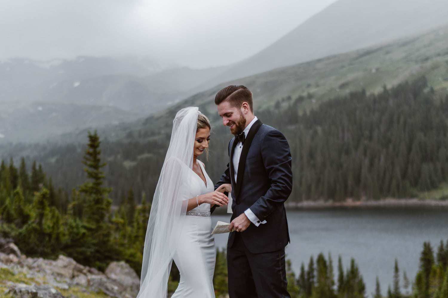Bride and Groom Vow Ceremony at Georgetown, CO Elopement