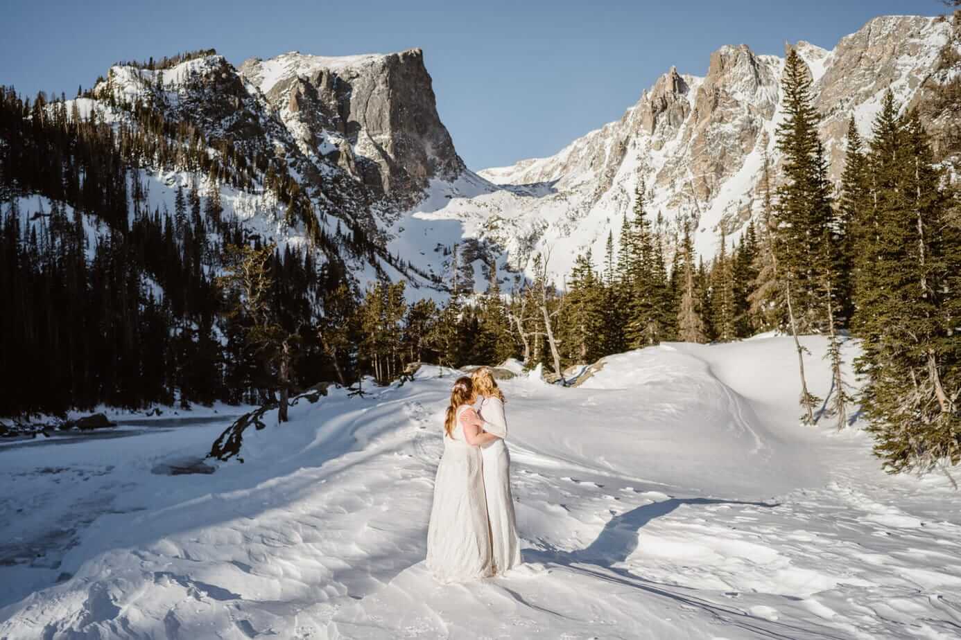 LGBTQ winter elopement in Rocky Mountain National Park