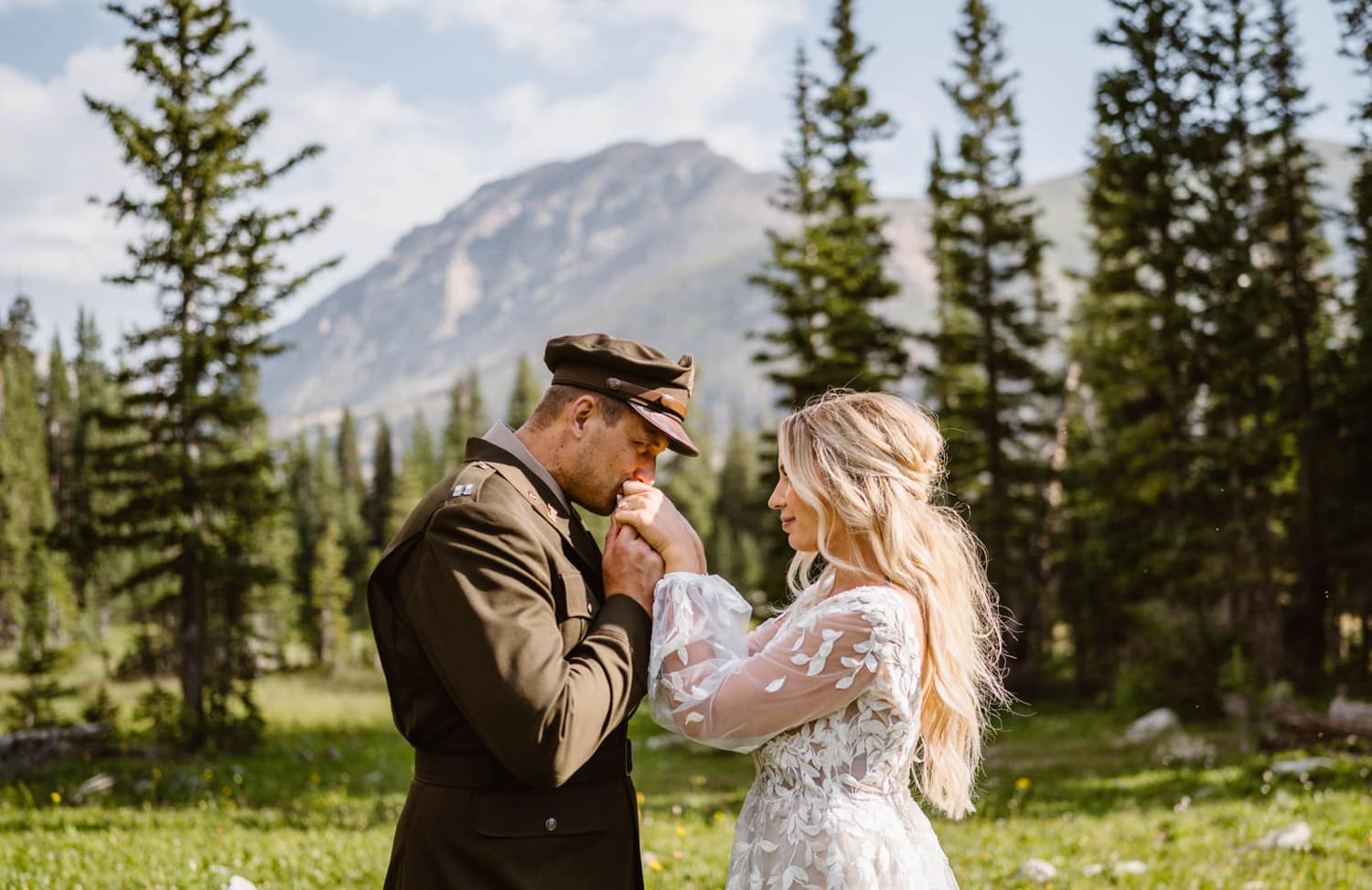 Army Groom and Bride Sunrise Hiking Elopement Boulder Colorado