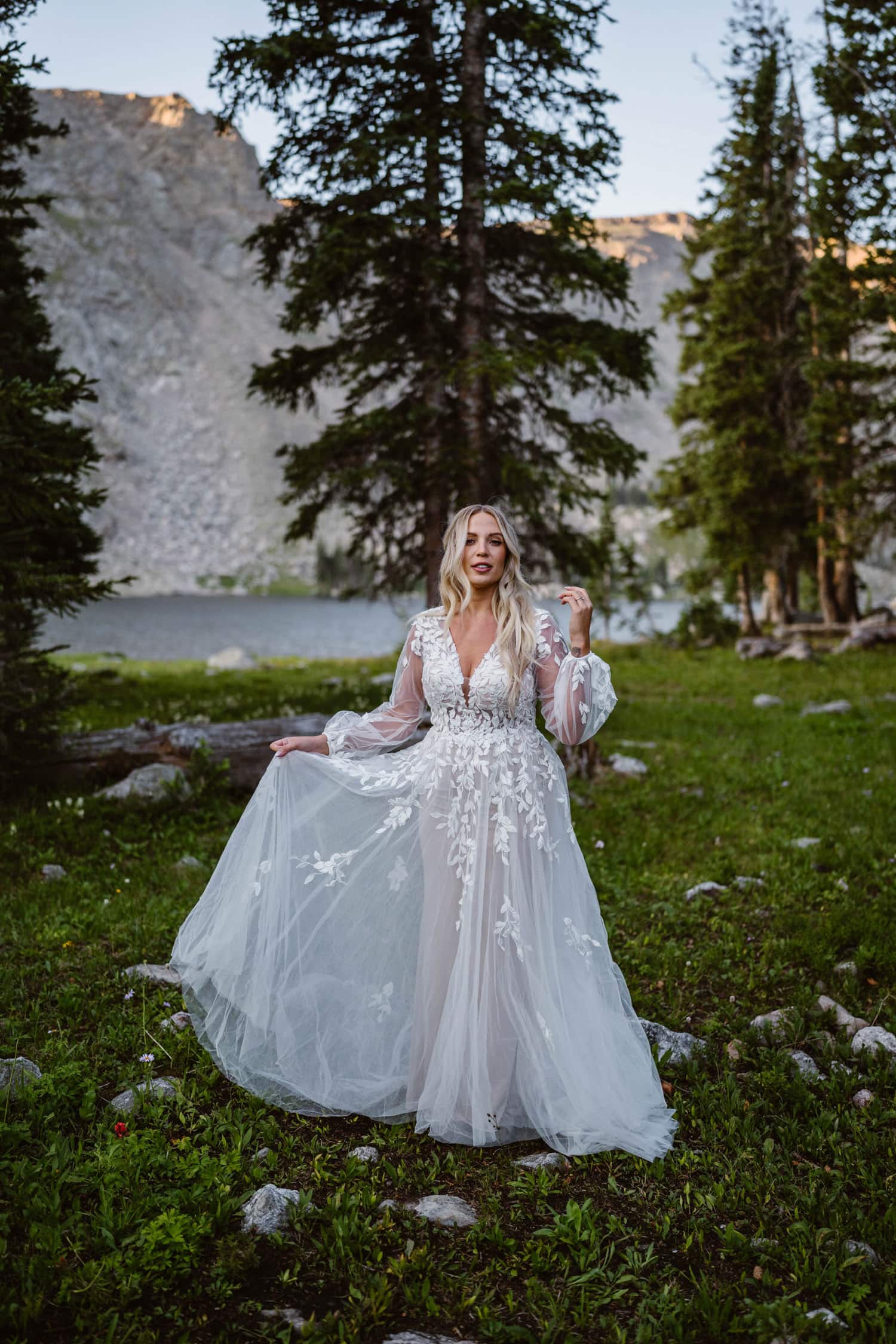 Bride Elopement Dress Sunrise Hiking Elopement Boulder Colorado