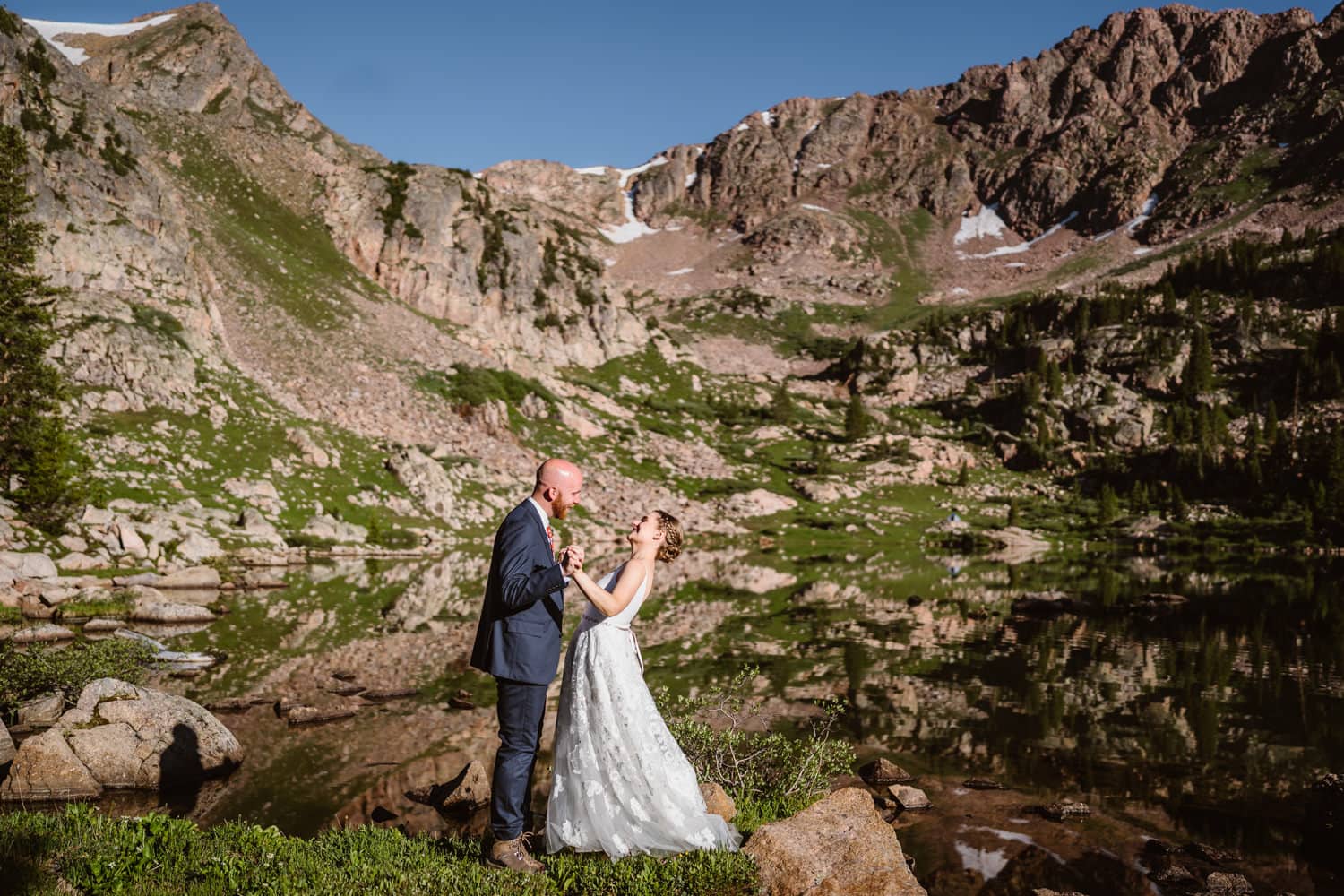 Bride and Groom Dancing in the Mountains of Colorado