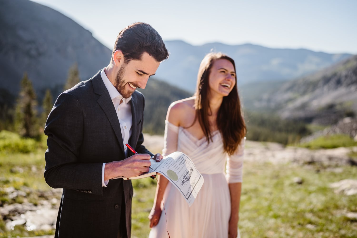 Bride and Groom Marriage License Colorado Elopement