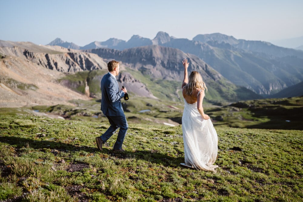 Bride and Groom Dancing Colorado Mountain Elopement Packages