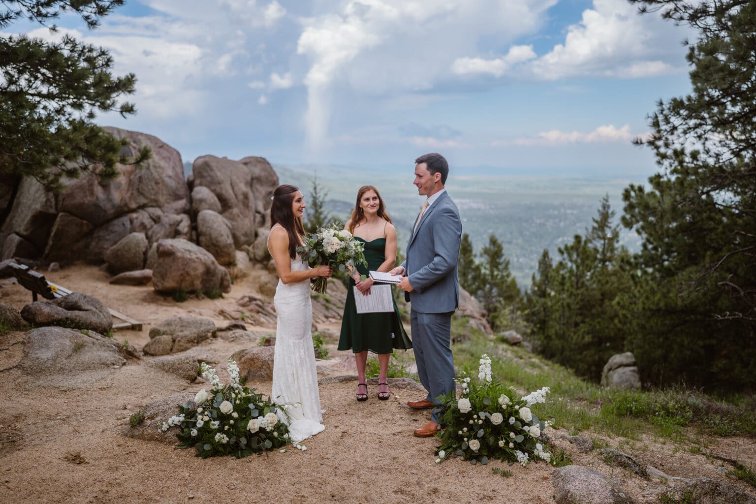 A couple getting married in Colorado with their sister officiating.