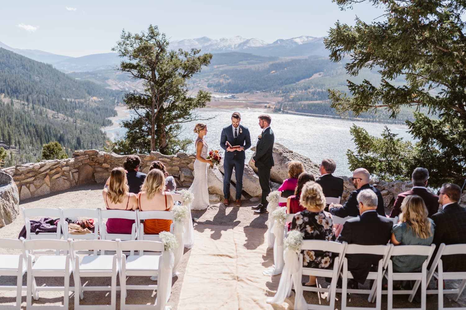 Couple signing their marriage license for their Breckenridge, Colorado elopement.