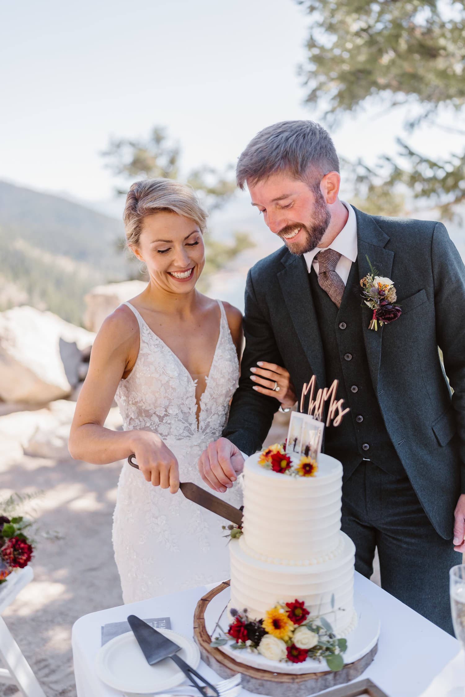 Couple sharing a toast for their Breckenridge, Colorado elopement.