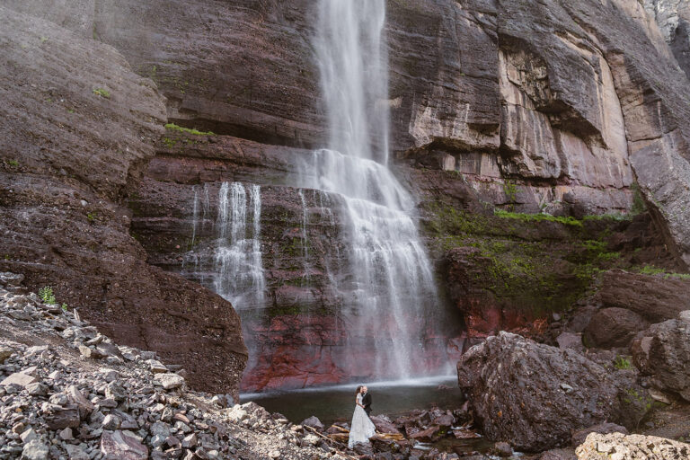 Waterfall elopement in Telluride, Colorado.
