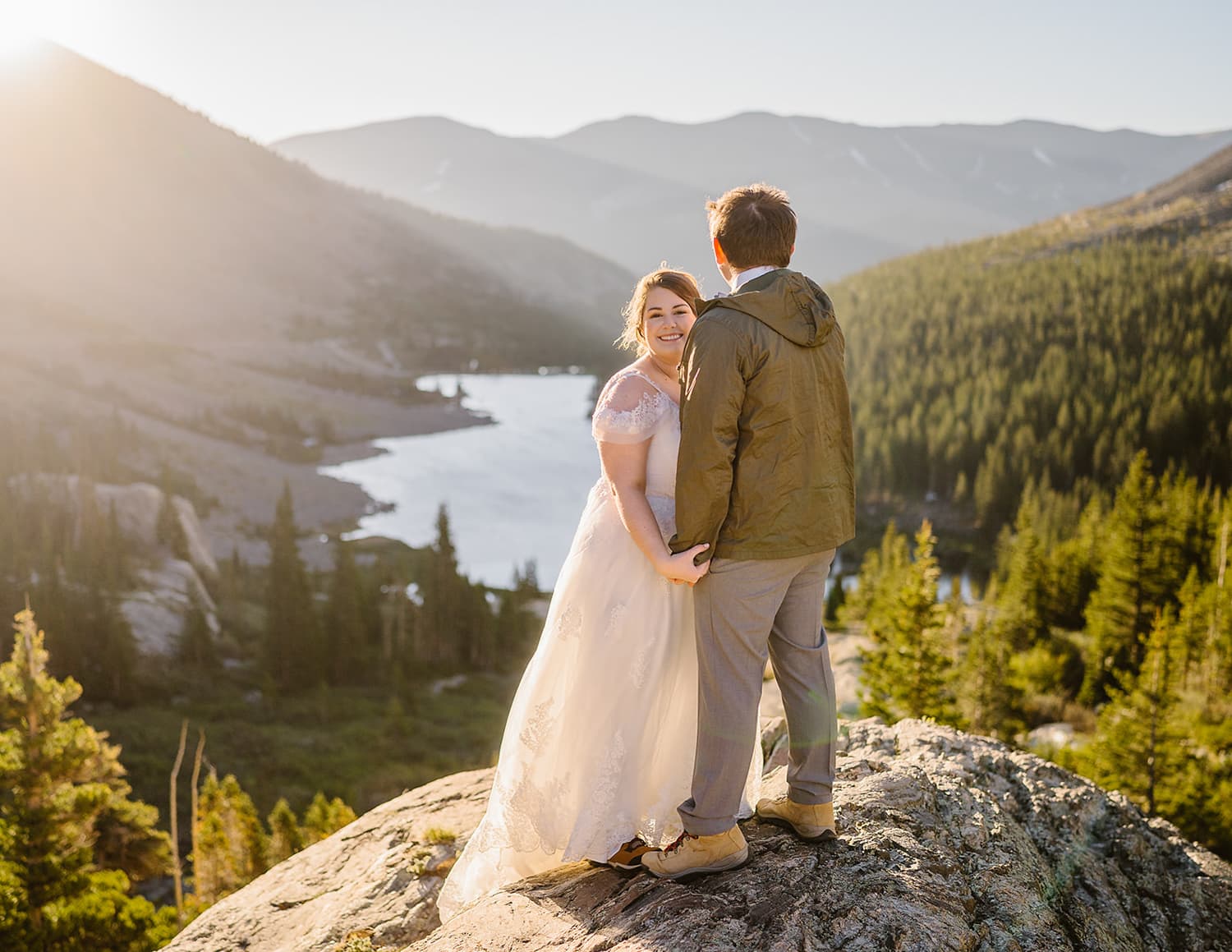 Bride and groom surrounded by the mountains of Breckenridge for their Colorado elopement.