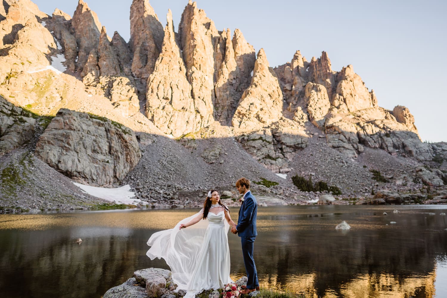 Bride and Groom at their Rocky Mountain National Park Elopement