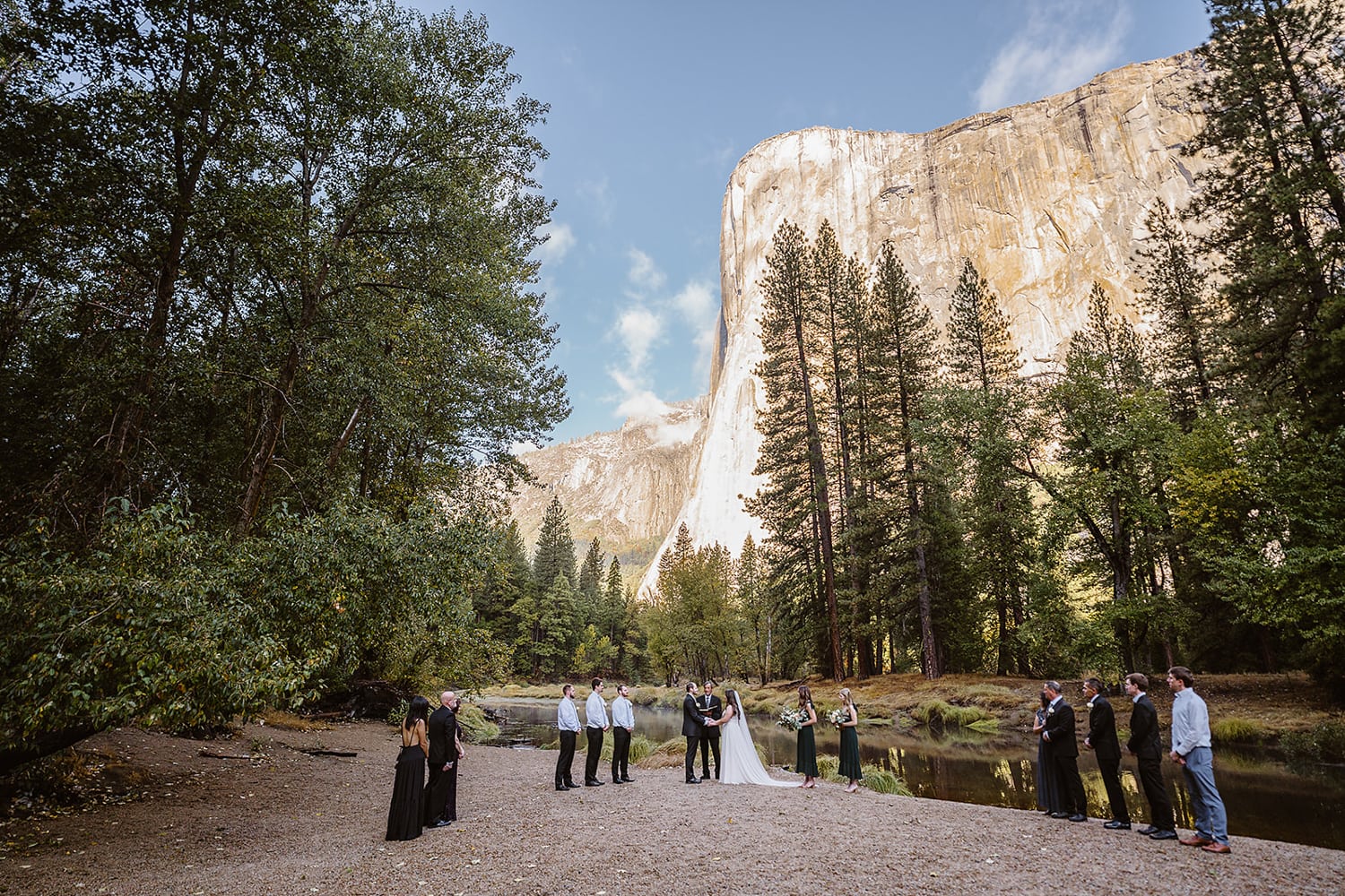 Couple getting married below El Capitan for their Yosemite Elopement.