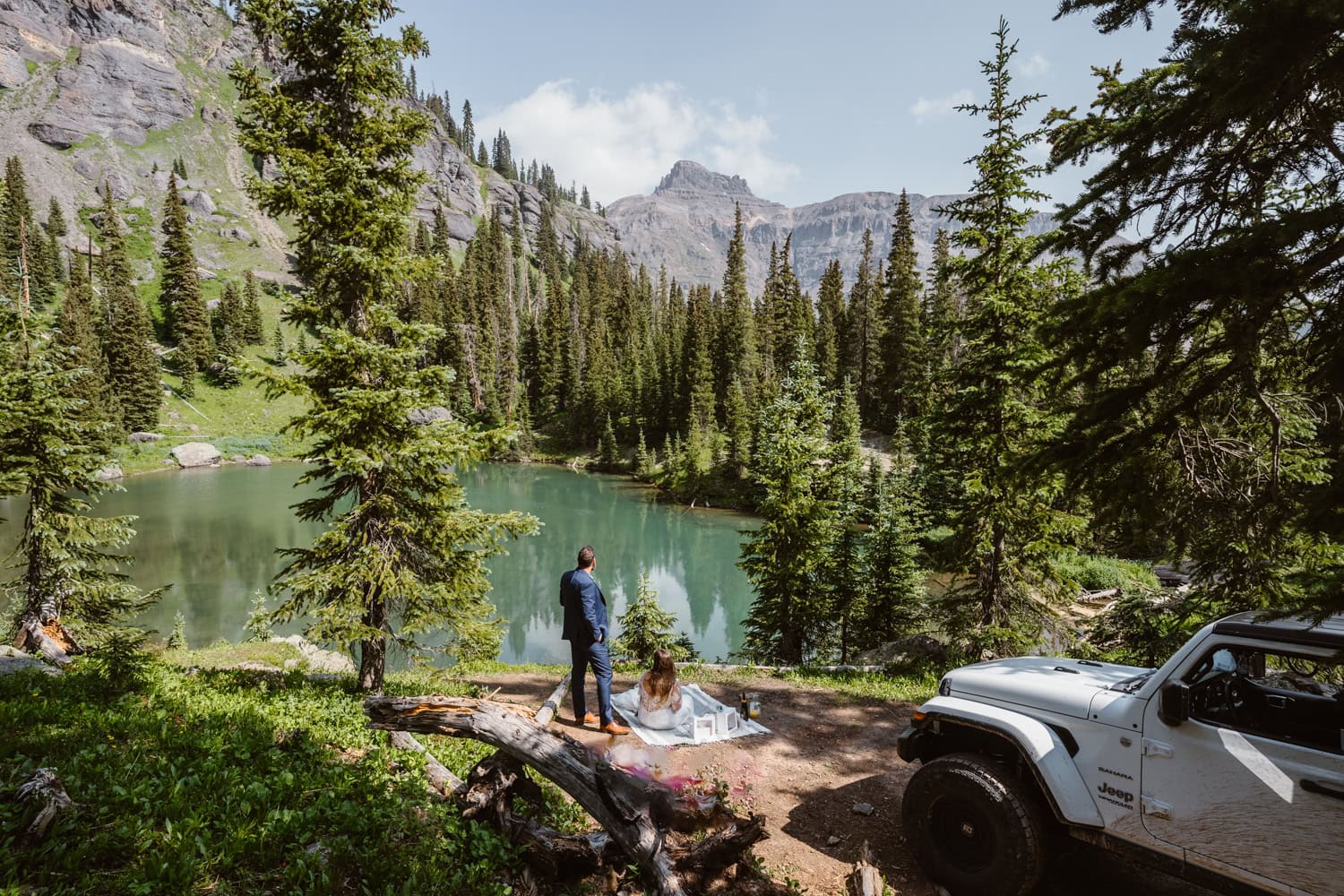 Couple taking in the views at their off roading elopement